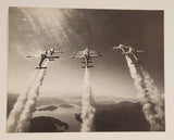 1974 Nut Tree Aviation Collection #17 Canadian Air Forces official demonstration team "The Snow Birds" in Canadair Tutors over Harrison Lake, British Columbia 8 1/2" x 11" Black & White Photograph Card
