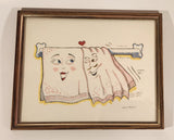 Vintage 1980s Alain Boisjoly Male and Female Towel Couple 8" x 10" Framed Art Print