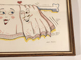 Vintage 1980s Alain Boisjoly Male and Female Towel Couple 8" x 10" Framed Art Print