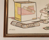 Vintage 1980s Alain Boisjoly Clumsy Skateboarder Mouse Nurse with Giant Bandage 8" x 10" Framed Art Print