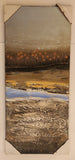 Textured Abstract Gold and Silver Landscape with Flowers and Small Creek 15 1/2" x 36" Art on Canvas