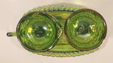 Vintage Indiana Carnival Glass Grapes Iridescent Green Creamer and Sugar Bowl Set with Tray