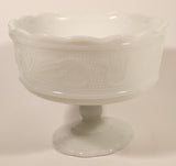 Antique E. O. Brody Co. M 6000 Cleveland Ohio U.S.A. Embossed White Milk Glass Pedestal Candy Dish