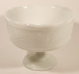 Antique E. O. Brody Co. M 6000 Cleveland Ohio U.S.A. Embossed White Milk Glass Pedestal Candy Dish