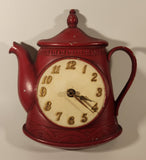 Vintage 1967 Sexton 1501 Teapot Red 10 1/4" Cast Metal Wall Clock Made in USA