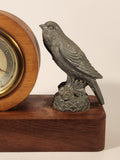 Rare Antique Blessing Metal Bird Wood Based Wind Up Alarm Desk Clock Made in West Germany