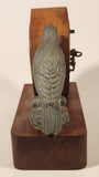 Rare Antique Blessing Metal Bird Wood Based Wind Up Alarm Desk Clock Made in West Germany