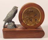 Rare Antique Blessing Metal Bird Wood Based Wind Up Alarm Desk Clock Made in West Germany