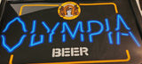 Vintage 1984 Olympia Beer Tumwater Good Luck Since 1896 Neon Style 14" x 22" Wood Framed Light Up Sign