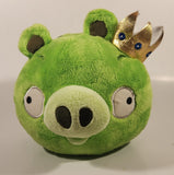 2010 Commonwealth Toy & Novelty Co. Angry Birds Green Pig with Gold Crown 9" Stuffed Plush Toy