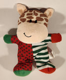 Beverley Hills Teddy Bear Company Brown Cow in Red and Green Christmas Outfit 10" Stuffed Plush Toy Rattle