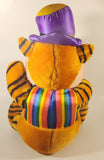 Rare 1997 Play By Play Garfield Cheshire Cat with Purple Hat and Rainbow Vest 18" Stuffed Plush Toy