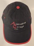 ACI Alternative Cartage Inc. Black Red Trimmed Adjustable Strap Trucker Cap Hat
