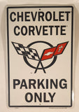 Chevrolet Corvette Parking Only 12" x 18" Embossed Metal Sign