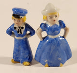 Vintage MK Japan Dutch Boy and Girl 3" Hand Painted Porcelain Figurines Set of 2