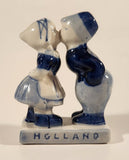 Vintage Delft Blue Holland Hand Painted Kissing Couple Boy and Girl 2 3/4" Tall Porcelain Figurine