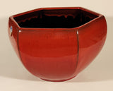 Rare Vintage Blue Mountain Pottery Red Drip Glaze Hexagon Shaped Bowl