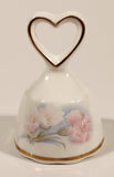 Heart Topped Bell With Gold Trim and Floral Pattern 2 3/4" Fine Bone China Ornament