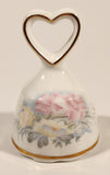 Heart Topped Bell With Gold Trim and Floral Pattern 2 3/4" Fine Bone China Ornament