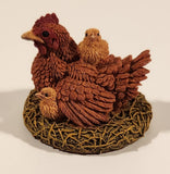 1997 Stratford Collection Chicken Hen with Chicks Miniature 1 1/4" Resin Figurine