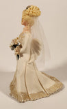 Kneaded Angels Carol Graziano Blonde Bride with Veil Holding Flowers in White Dress Polymer Clay Wedding Cake Topper