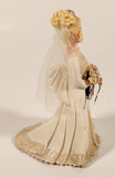 Kneaded Angels Carol Graziano Blonde Bride with Veil Holding Flowers in White Dress Polymer Clay Wedding Cake Topper