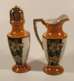 Vintage Japanese Orange Peach Lustreware Creamer Jug and Sugar Shaker Porcelain Muffineer Set