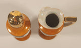 Vintage Japanese Orange Peach Lustreware Creamer Jug and Sugar Shaker Porcelain Muffineer Set