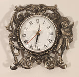 Sun Cherub Angel Battery Operated Ornated Pewter Clock