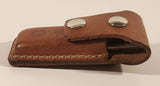 Brass and Wood Handled Folding Stainless Steel Pocket Knife with Brown Leather Sheath Holder Belt Clip