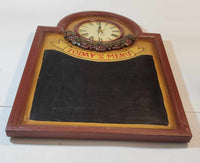 Today's Menu Chalkboard Style 15 3/4" x 23 1/2" Arched Wood Wall Plaque Clock