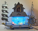 Happy Motion Aquarium Musical Sail Boat Ship Clock Light Up Lamp