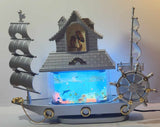 Happy Motion Aquarium Musical Sail Boat Ship Clock Light Up Lamp