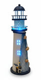Rainbow Multicolored LED Light Up Lighthouse with Fishing Nets Hanging 11" Metal Ornament Lamp