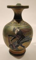 Handmade In Greece Terra Cotta Pottery Wine Jug 5" Tall