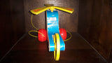 1970 Fisher Price Mini Copter Helicopter Wood Pull Toy - Treasure Valley Antiques & Collectibles