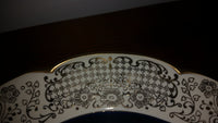 1920-1930 Wood's Ivory Ware Floral Pattern 24K Gold Gilded Charger Plate Royal Blue - Treasure Valley Antiques & Collectibles