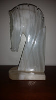 Vintage Mid-Century Marble Alabaster Horse Head Bookend - Treasure Valley Antiques & Collectibles