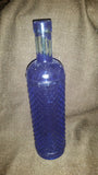 Vintage Blue Painted Raised Glass Wine Bottle Diamond Pattern - Treasure Valley Antiques & Collectibles