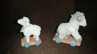 Cherished Teddies Sheep/Donkey Pull-Toy Nativity Figurines 1993 #912867 In Box - Treasure Valley Antiques & Collectibles