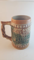1950s German Oktoberfest Beer Stein Woman Playing Instrument with Man in Hat Made in Japan - Treasure Valley Antiques & Collectibles