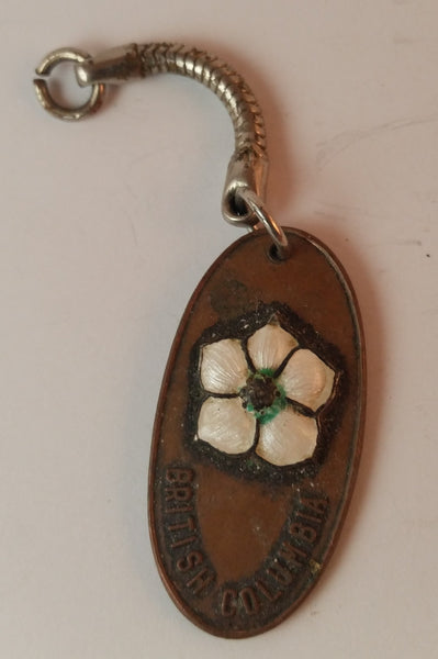 Vintage Copper Tone British Columbia Dogwood Flower Keychain - Treasure Valley Antiques & Collectibles