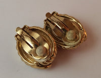 Vintage 1970-1980 French Designer Nina Ricci Purple Cabochon Clip On Earrings - Treasure Valley Antiques & Collectibles