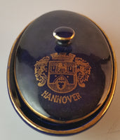 Rare 1940s Hannover KHM Bavaria Cobalt with Gold Trim Jewelry Trinket Vanity Dish - Treasure Valley Antiques & Collectibles