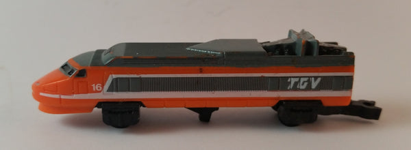 Vintage 1989 Micro Machines Orange 16 TVG High Speed Bullet Train Locomotive Toy - Treasure Valley Antiques & Collectibles