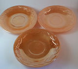 Set of 3 1950s Fire King Laurel Decor Peach Luster Saucer Side Salad Plates - Treasure Valley Antiques & Collectibles