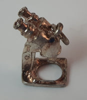 Vintage 1970s Silver Look Microscope Charm Pendant - Treasure Valley Antiques & Collectibles