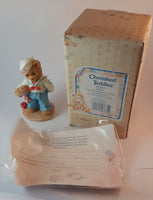 Cherished Teddies Boy With Apple Pie Figurine U.S.A. "Our Friendship Is From Sea To Shining Sea" - Treasure Valley Antiques & Collectibles