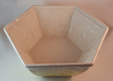 Vintage California Calif. U.S.A. 1306 Yellow and White Hexagon Shaped Pottery Planter - Treasure Valley Antiques & Collectibles