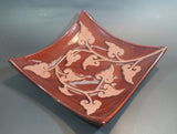 Vintage Brown Autumn Leaves Bent Glass Style Ceramic Platter - Treasure Valley Antiques & Collectibles